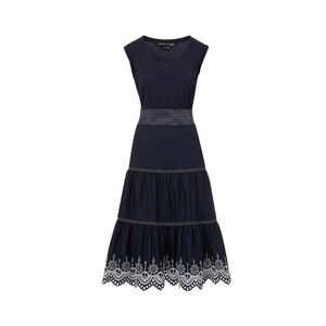 Veronica Beard Navy and White Midi Dress